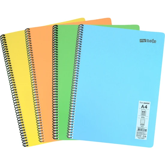 Mynote Flex Pastel PP Kapak A4 80 Yaprak 4'lü Defter Seti - 2 Kareli 2 Çizgili Mynote Flex Pastel PP Kapak A4 80 Yaprak 4'lü Defter Seti - 2 Kareli 2 Çizgili