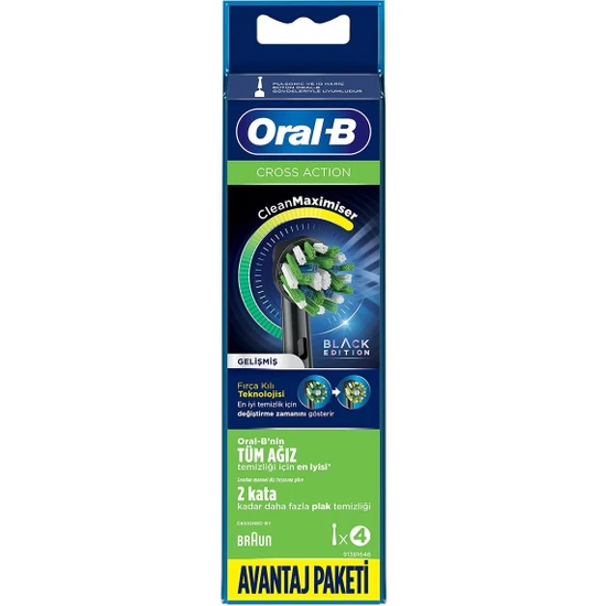 Oral-B Oral-B diş Fırçası Yedek Başlığı Siyah Cross Action 4'lü