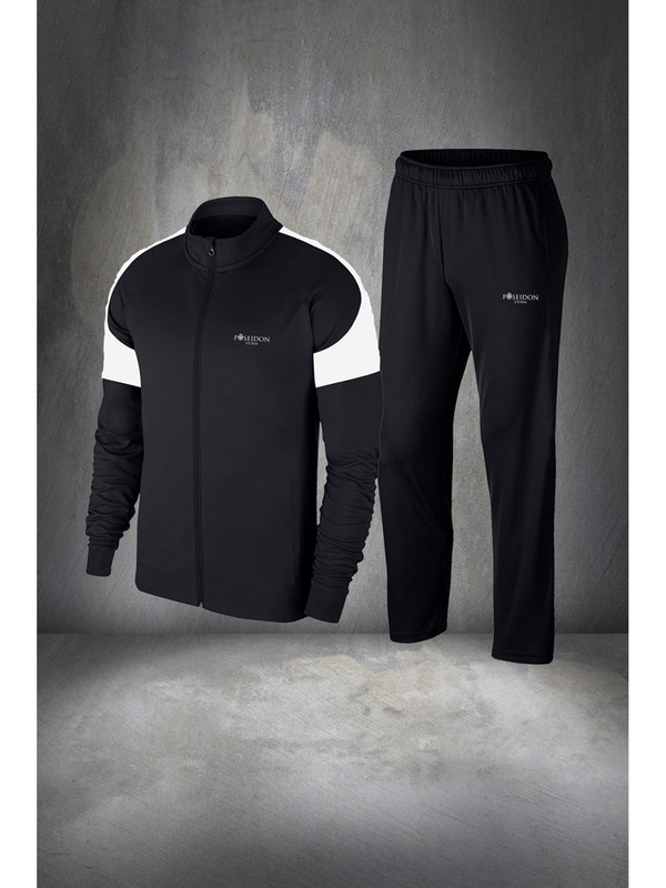 Poseidon Storm Erkek Siyah Interlok Kumaş Rahat Koşu Takımı (S-3xl)