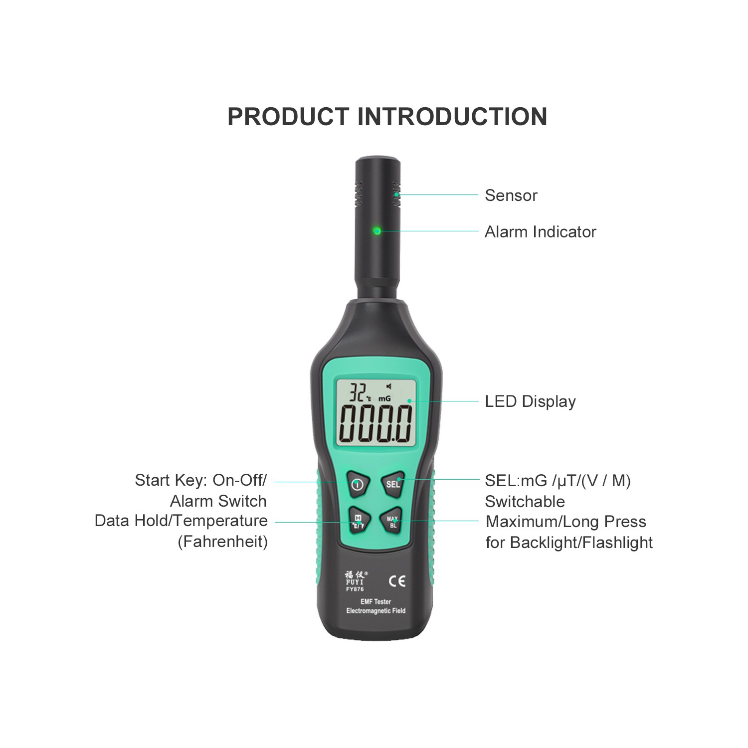 Fuyı Emf Metre Elektromanyetik Radyasyon Dedektörü (Yurt Fiyatı