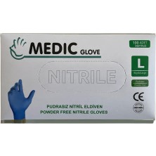 Medic Glove Mavi Pudrasız Nitril (Large) Eldiven 100'lü