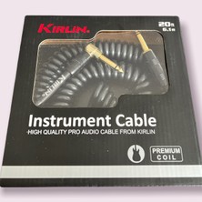 Kirlin Premium Coil Cable With Gold-Plated Contacts 6m Black 20FT Premium Spiral Kablo Bobin Kablosu Orjinal Altın Kaplama Kontaklar