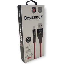 Timon Beşiktaş Lisanslı Micro USB Hızlı 3A Şarj Kablosu - Kırmızı/siyah