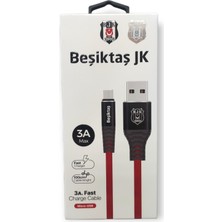 Timon Beşiktaş Lisanslı Micro USB Hızlı 3A Şarj Kablosu - Kırmızı/siyah