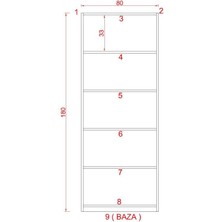 Rafkestir Asya Suntalam Kitaplık ( 80 x 180 cm ) Beyaz ( Mat )