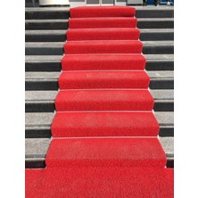 Colourmat Kaydırmaz Kaymaz Yolluk Karmaşık Halı Kıvırcık Paspas 1m x 7m (Kırmızı)