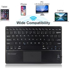Microcase Tablet ve Telefonlar Için Şarjlı Touchpadli Türkçe Bluetooth Klavye - AL2724 Siyah