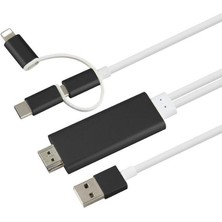 Streak 3 In 1 HDMI Type-C iPhone Micro USB Görüntü Aktarıcı Mhl Kablo