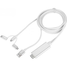 Streak 3 In 1 HDMI Type-C iPhone Micro USB Görüntü Aktarıcı Mhl Kablo