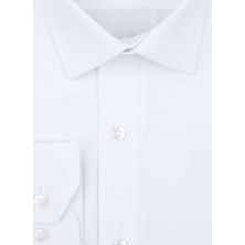 Süvari GM2025000183 Klasik Yaka Regular Fit Armürlü Beyaz Erkek Gömlek