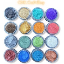 Epoksi Kalıp Cank Epoksi  16LI Mini Sedef Toz Pigment Boya Seti 16X10ML Mum Boyası  Beton Boya