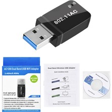 Yeajion USB Wifi Adaptörü 2.4g 300MBPS/5G 867MBPS Pc Dizüstü Bilgisayar Için Usb3.0 Çift Bant (Yurt Dışından)