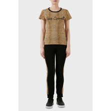 Just Cavalli Leopar Desenli Fermuar Detaylı Elastik Bel % 100 Pamuk Pantolon Bayan Pantolon S02KA0297 N25189 900