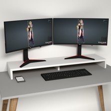 Emkawood Carry Beyaz Monitör Yükseltici Soundbar Stand