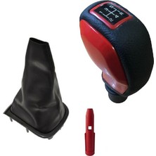 Moda Megane 3 Deri Kaplama Kırmızı Spor Vites Topuzu ve Körüğü