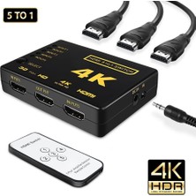 Aogo 5 Port HDMI Switch Kumandalı HDMI Seçici 5 Giriş 1 Çıkış HDMI Çoğaltıcı HD1080P