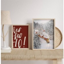 Özcanlar Çerçeve Çerçeveli Kış Temalı Kar Temalı Yılbaşı Neol Tablo Çerçeveler Dekorasyon Ikili Ahşap Çerçeve ÖZC-386