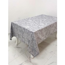 Finezza İpek Lüx Jakar Polycotton Kumaş Gri Masa Örtüsü  Dikdörtgen 160x220 cm - 1072