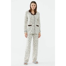 Sementa Önden Düğmeli Gömlek Yaka Pijama Takım - Kahve