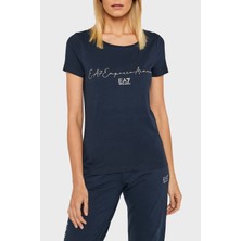 Ea7 Baskılı Regular Fit Bisiklet Yaka Pamuklu T Shirt Bayan T Shirt 3LTT16 Tjcrz 1554