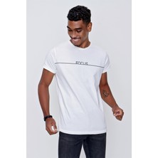 Tena Moda Erkek Ekru Bisiklet Yaka Focus Baskılı Tişört
