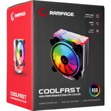 Rampage Coolfast Black 76.2cfm 1600RPM 12CM Amd/ıntel LGA1200 Uyumlu Argb Hava Soğutmalı Cpu Fan