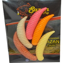 Sazan Rig Özel Kokulu Yüzen Silikon Kurtçuk 5 Renk Alabalık Yemi (5 Adet)