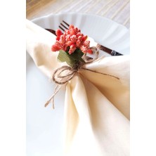 Emtory Home  6 Adet Tomurcuk Çiçekli Doğal Ahşap Halkalı Peçete Yüzüğü