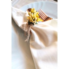 Emtory Home  6 Adet Tomurcuk Çiçekli Doğal Ahşap Halkalı Peçete Yüzüğü