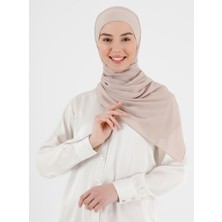 Ecardin Boneli Düz Şifon Şal -12 Açık Bej - Ecardin
