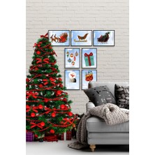 Özcanlar Çerçeve Çerçevesiz Çerçeve Görünümlü Noel 7 Parça Mdf Yeni Yıl Tablo Seti Modern New Year ÖZC-MDF7K