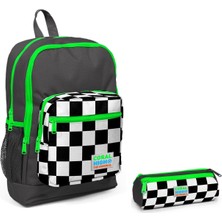 Coral High Ilkokul Sırt Çantası ve Kalemlik Seti - Yeşil Damalı