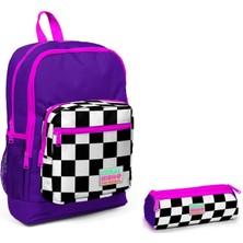 Coral High Mor Damalı İlkokul Sırt Çantası ve Kalemlik Seti Su Geçirmeyen Kumaş 6-10 Yaş Kız Çocuk