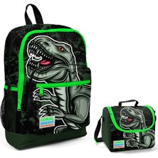 Coral High Yeşil Dinazor Baskılı Erkek Çocuk İlkokul Çantası ve Beslenme Seti