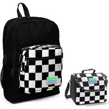 Coral High Siyah Damalı Erkek Çocuk Ilkokul Çantası ve Beslenme Seti