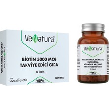 Biotin 5000 Mcg Takviye Edici Gıda 30 Tablet + Venatura Beta Glukan 30 Kapsül