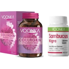 Collagen Hyaluronic Acid 32 Tablet +Voonka Sambucus Nigra(Kara Mürver Ekstresi)42 Çiğneme T.