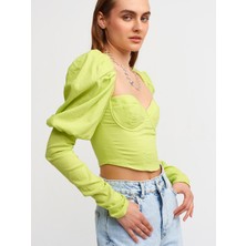 Dilvin 50120 Balon Kollu Top-Lime