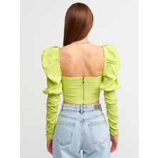 Dilvin 50120 Balon Kollu Top-Lime