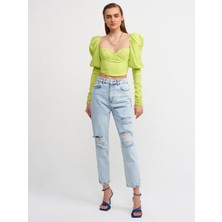 Dilvin 50120 Balon Kollu Top-Lime