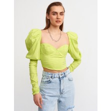 Dilvin 50120 Balon Kollu Top-Lime