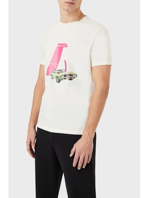 Emporio Armani Baskılı Bisiklet Yaka % 100 Pamuk T Shirt Erkek T Shirt 3L1T8P 1JW5Z F119