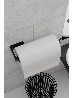 Metal Siyah Kağıt Rulo Havluluk Peçetelik, Yapışkanlı Tasarım Banyo Askısı