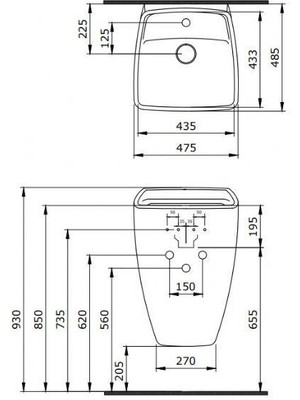 Bocchi Firenze Asma Monoblok Lavabo 47 cm Mat Beyaz 1082-002-0126