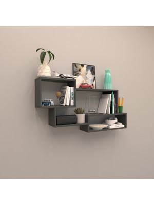 Rafkestir Tokyo Duvar Rafı ( Tek Renk ) Antrasit ( Mat )