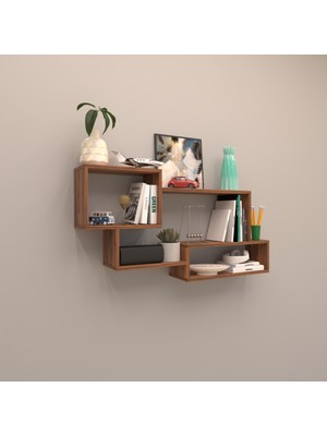 Rafkestir Tokyo Duvar Rafı ( Tek Renk ) Hareli Ceviz (Mat)