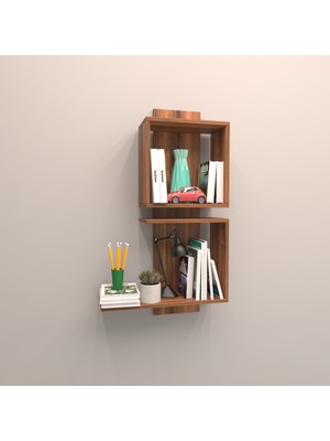 Rafkestir Artı Duvar Raf Set Hareli Ceviz (Mat)