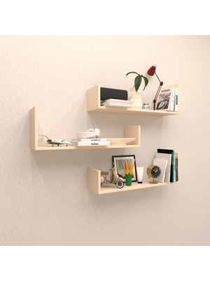 Rafkestir 3 Lü Corona Duvar Rafı Krem ( Mat )
