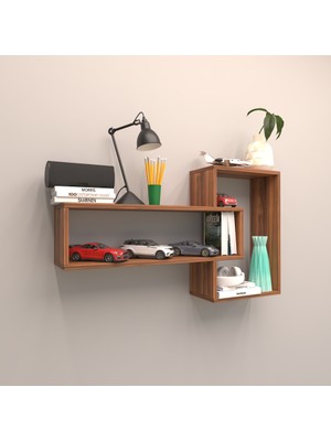 Rafkestir Alya Duvar Raf Set Hareli Ceviz (Mat)