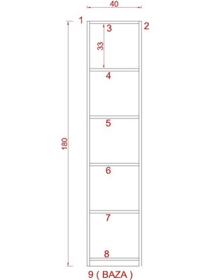 Raf Kestir Asya Suntalam Kitaplık  ( 40 x 180 cm ) - Kapaklı Beyaz ( Mat )